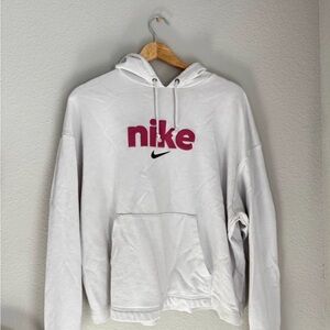 Nike White Hoodie with Red Logo
